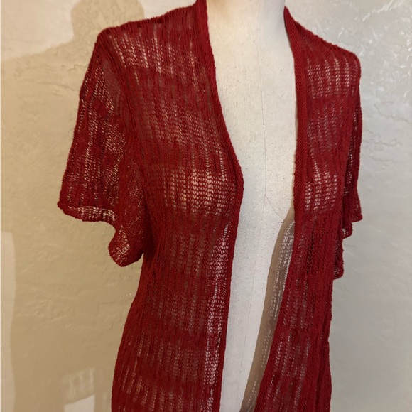 Lightweight Open Knit Rust Cardigan Sz L - Picture 2 of 8